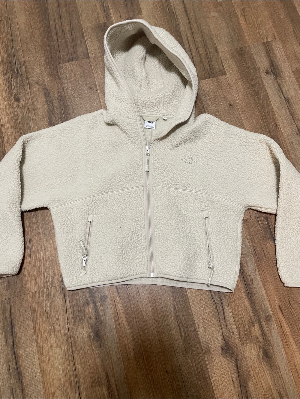 Aritzia Cream Sherpa Zip Hoodie with Pockets